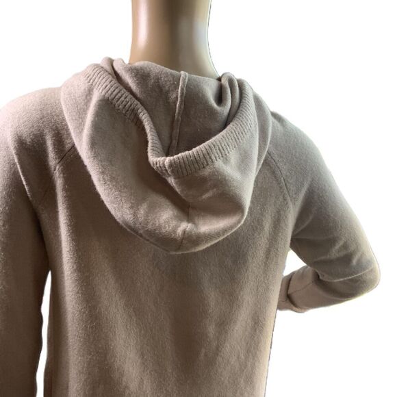 Sonoma Beige Long Sleeve Front Pocket Ribbed Hem Cottagecore Hooded Sweater Med - Picture 6 of 14